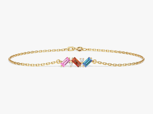 Baguette Cut Birthstone Bracelet