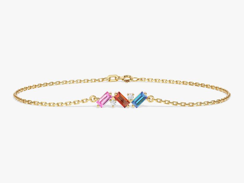 Baguette Cut Birthstone Bracelet