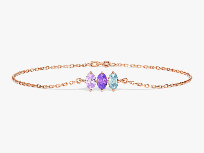 Oval Cut Multi-Stone Birthstone Bracelet