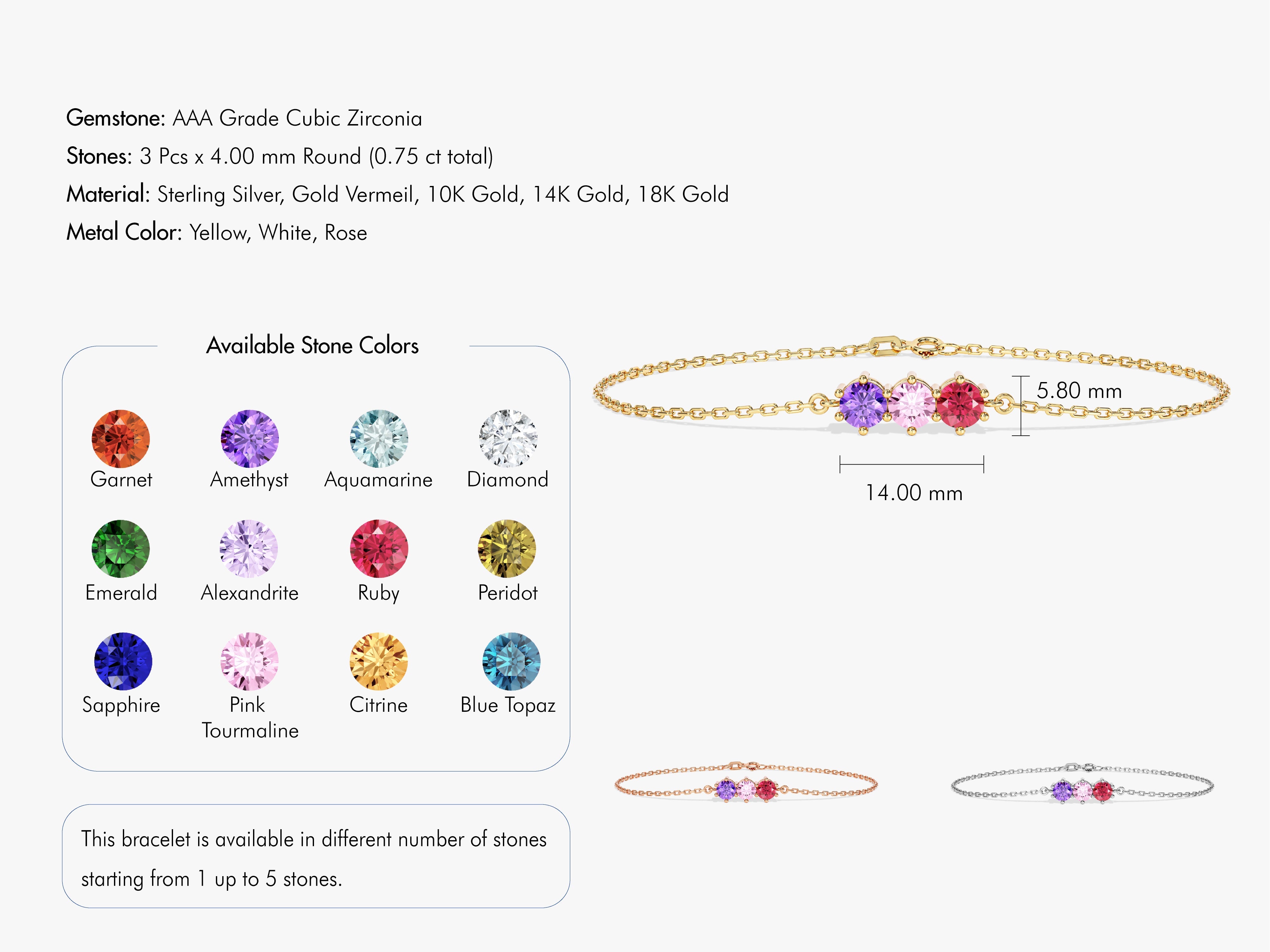 Round-Cut Multi-Stone Birthstone Family Bracelet