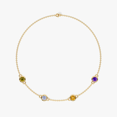 Bezel Set Birthstone Station Bracelet