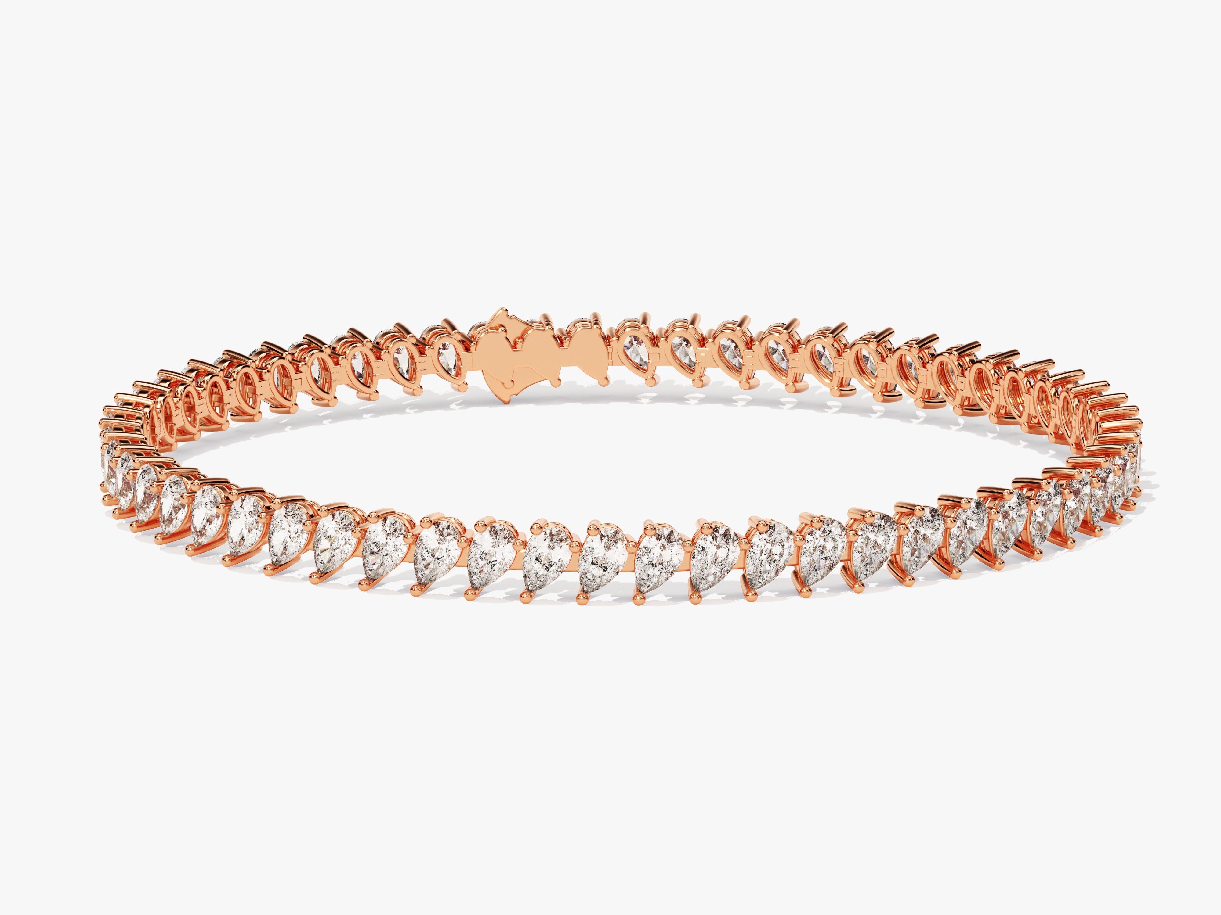 Rose gold pear-shaped diamond tennis bracelet for women