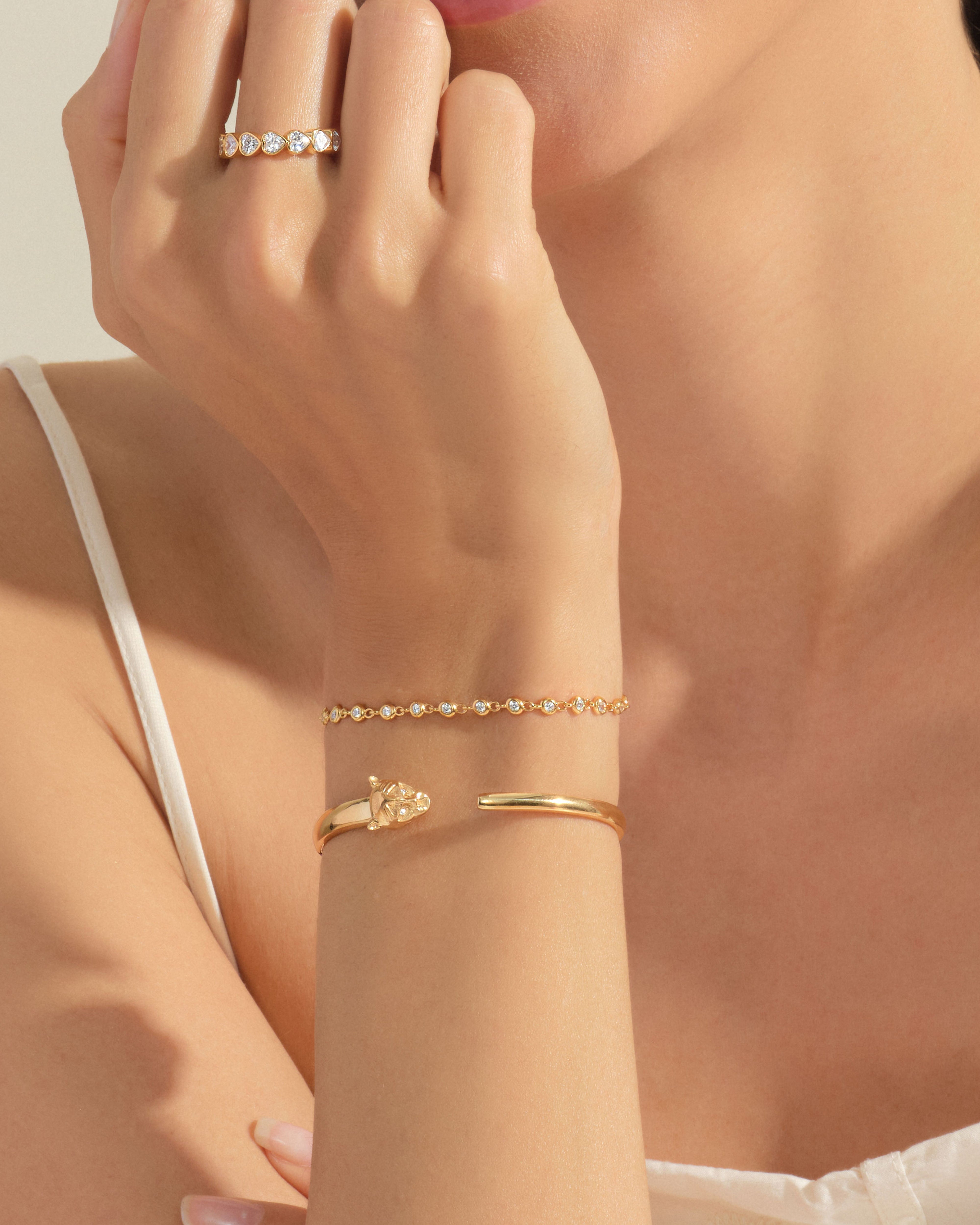 Tiger Cuff Bracelet in 14k Gold