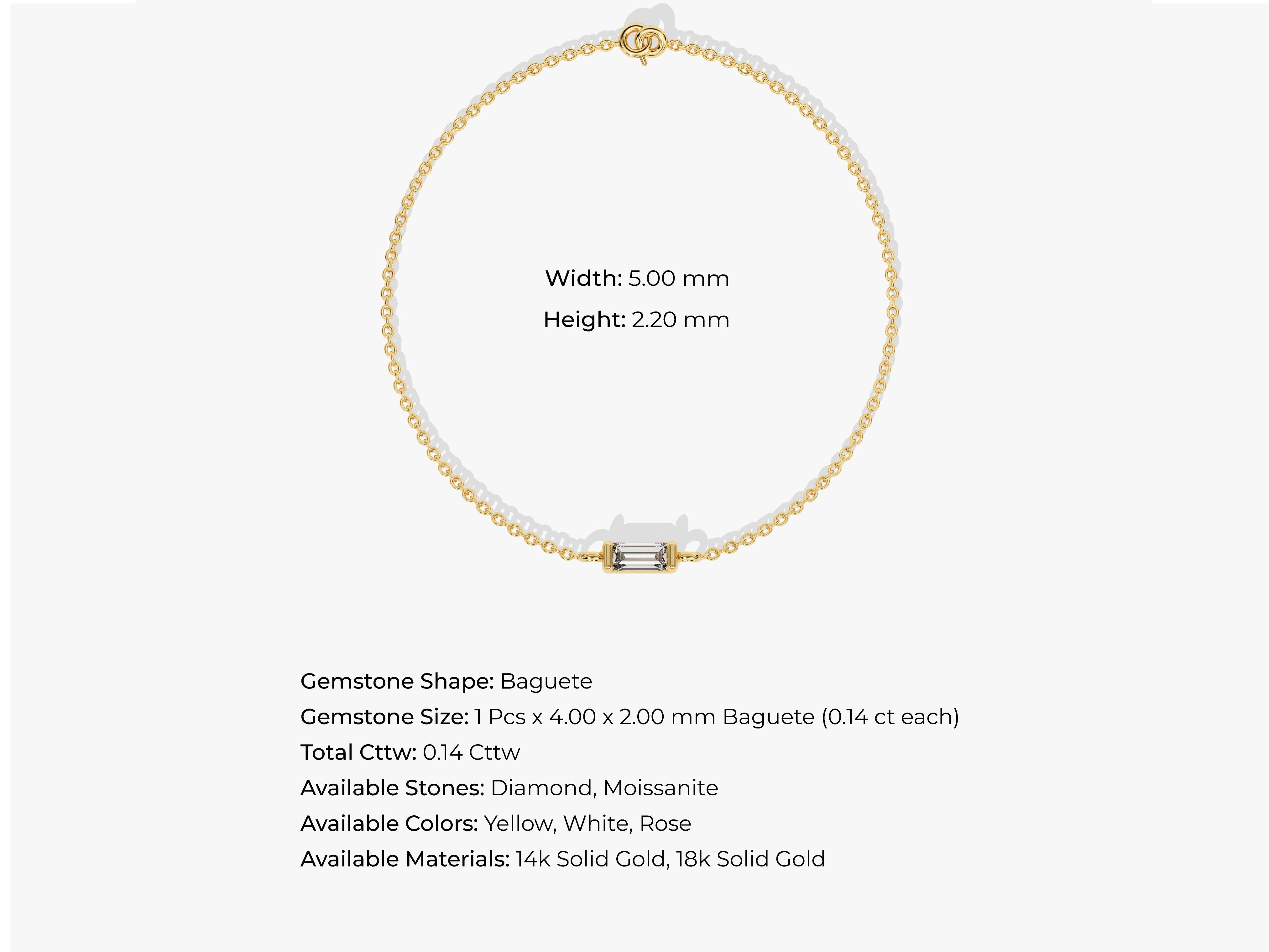 Solo Baguette Cut Bracelet