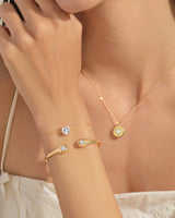Bezel Diamond Cuff Bracelet in 14k Gold