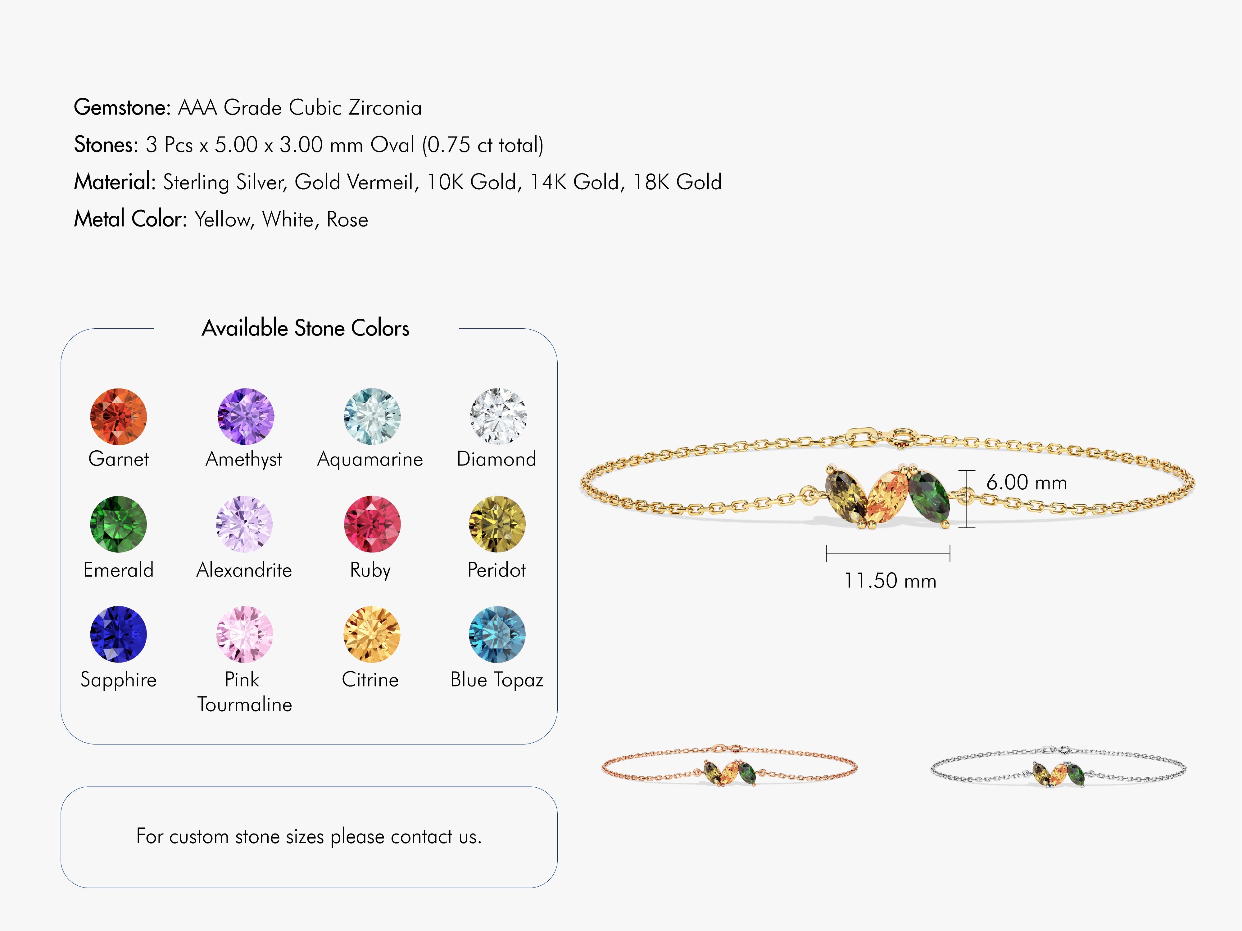 Oval Birthstone Family Bracelet