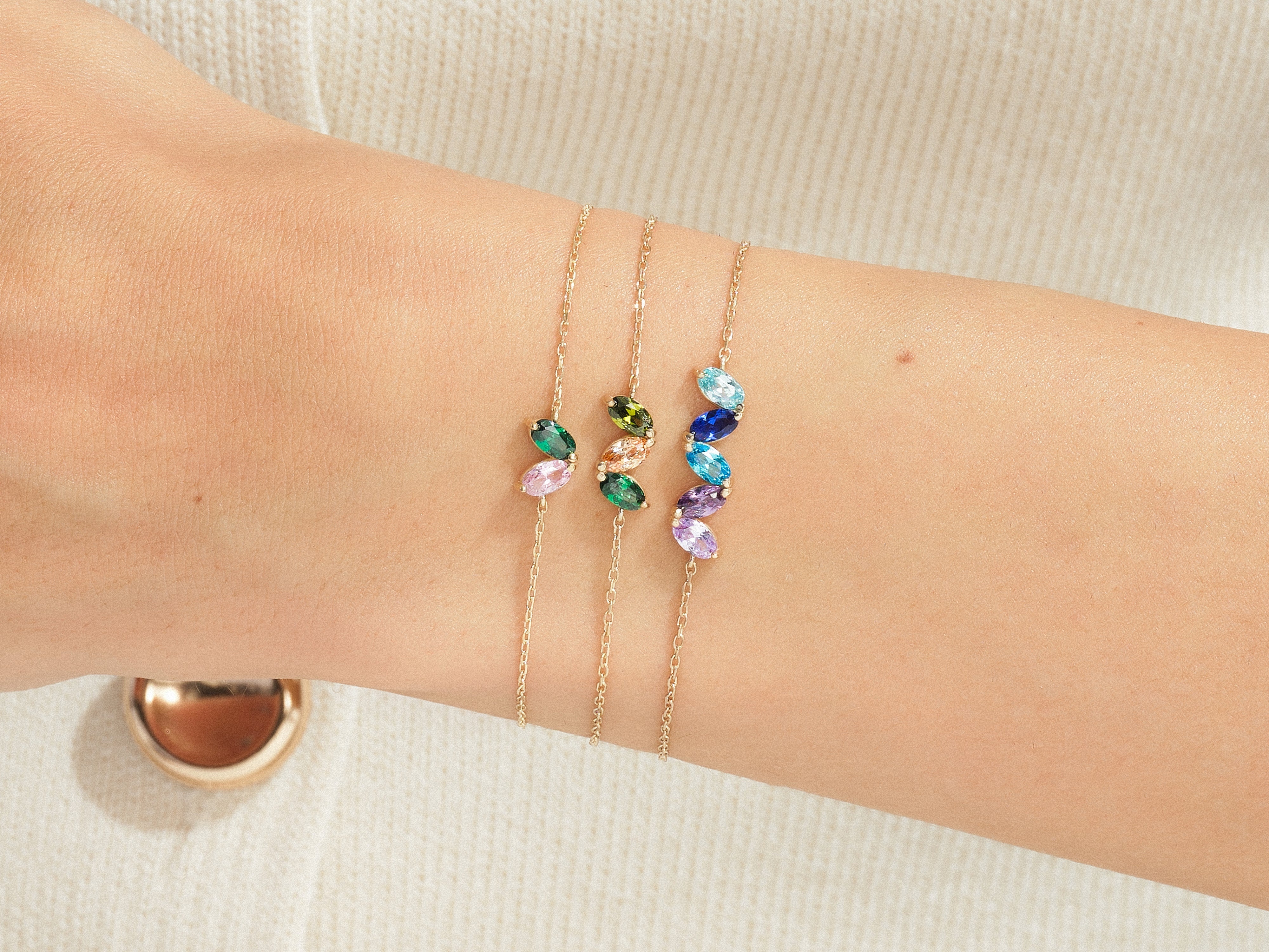 Oval Birthstone Family Bracelet