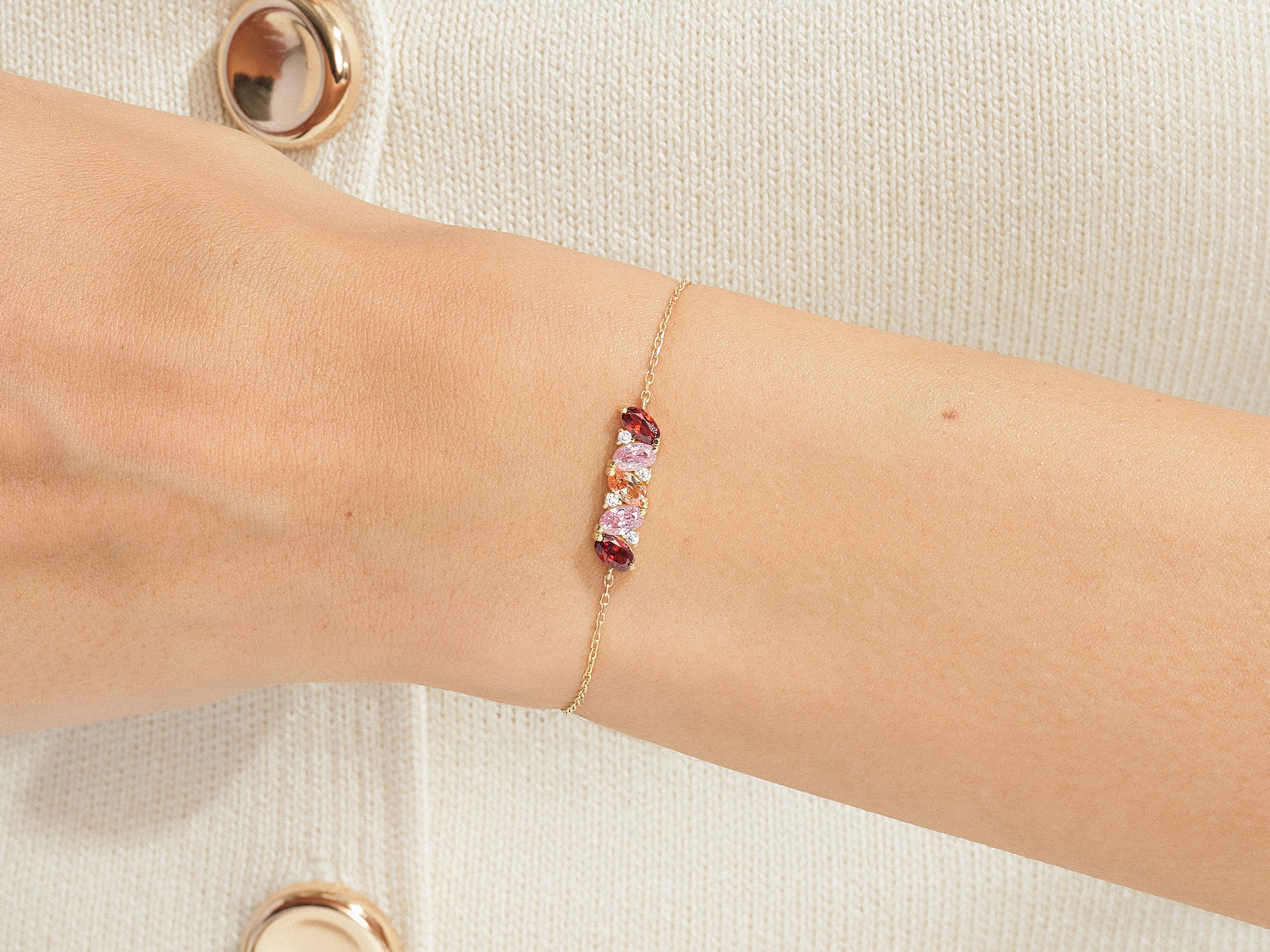 Oval Multi Birthstone Bracelet