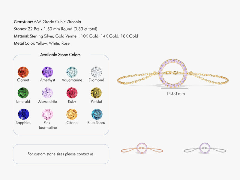 Open Circle Birthstone Bracelet