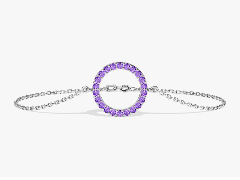 Open Circle Birthstone Bracelet