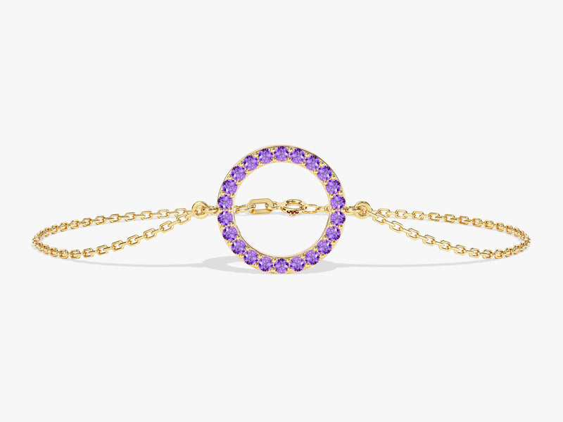 Open Circle Birthstone Bracelet