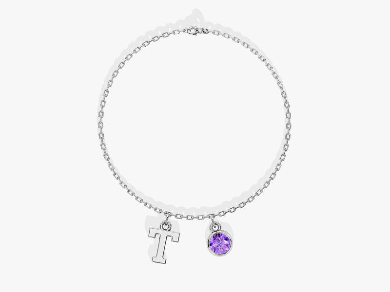 Initial Charm Birthstone Bracelet