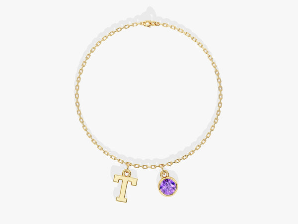 Initial Charm Birthstone Bracelet