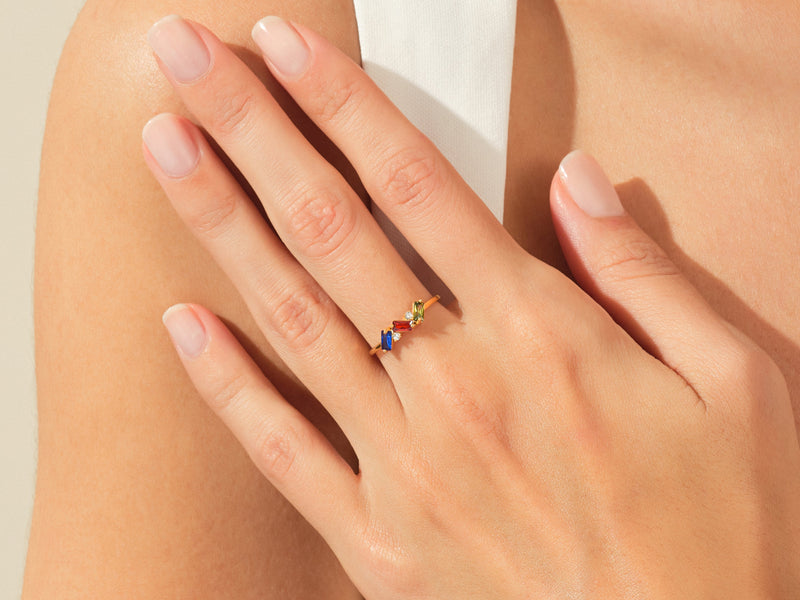 Baguette Family Birthstone Ring