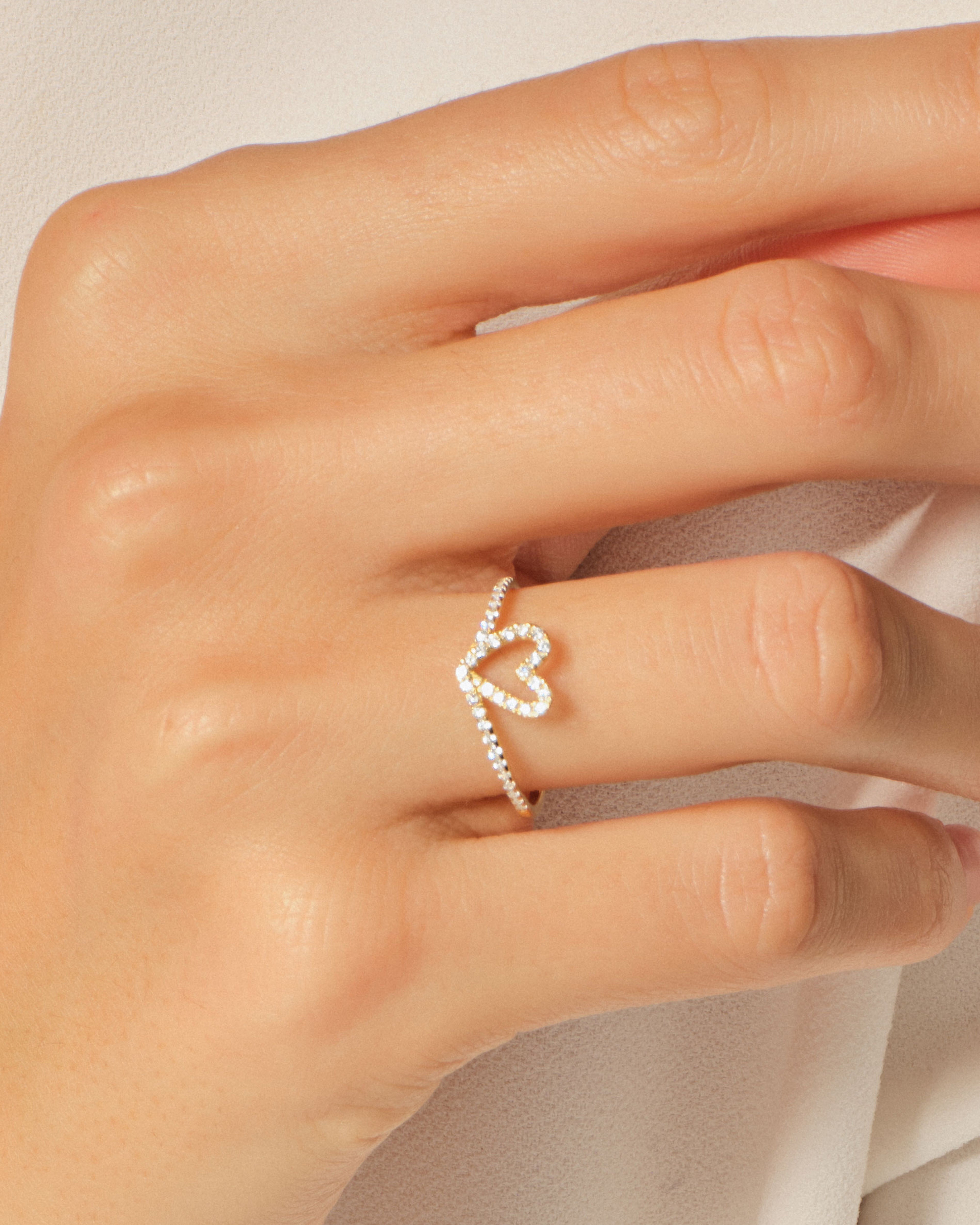 Curved Heart Ring