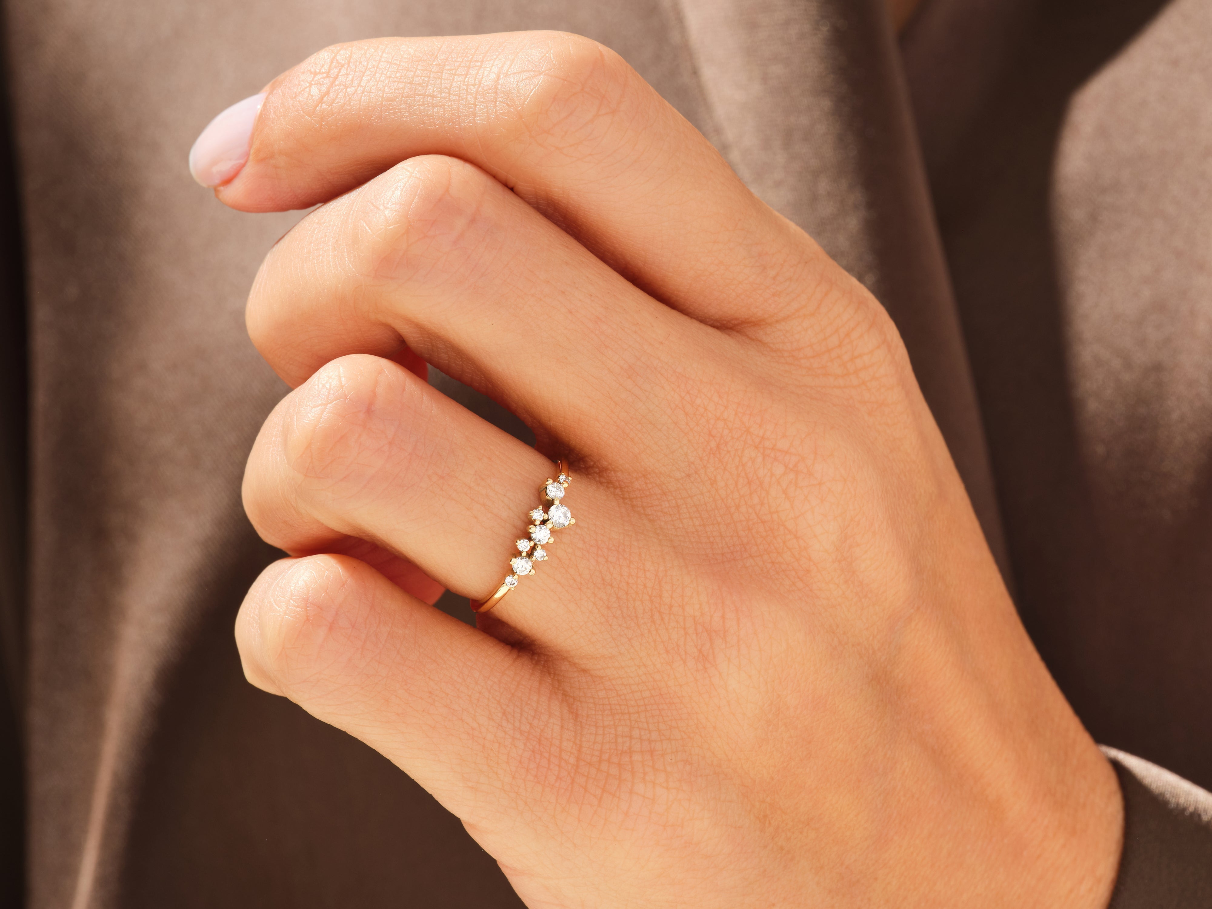 Floating Cluster Birthstone Ring