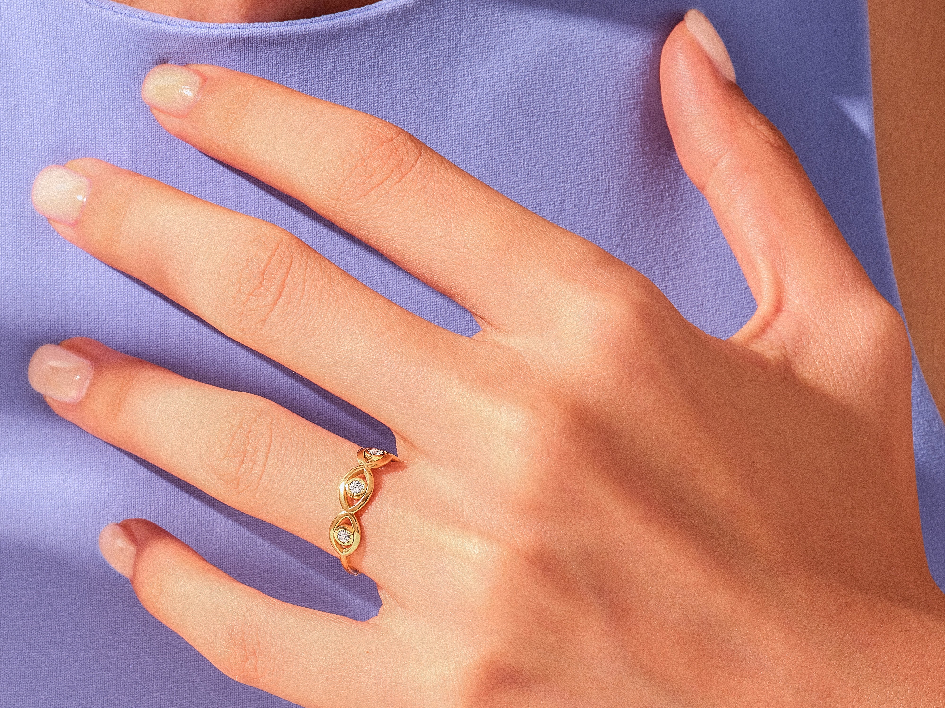 Half Eternity Evil Eye Ring