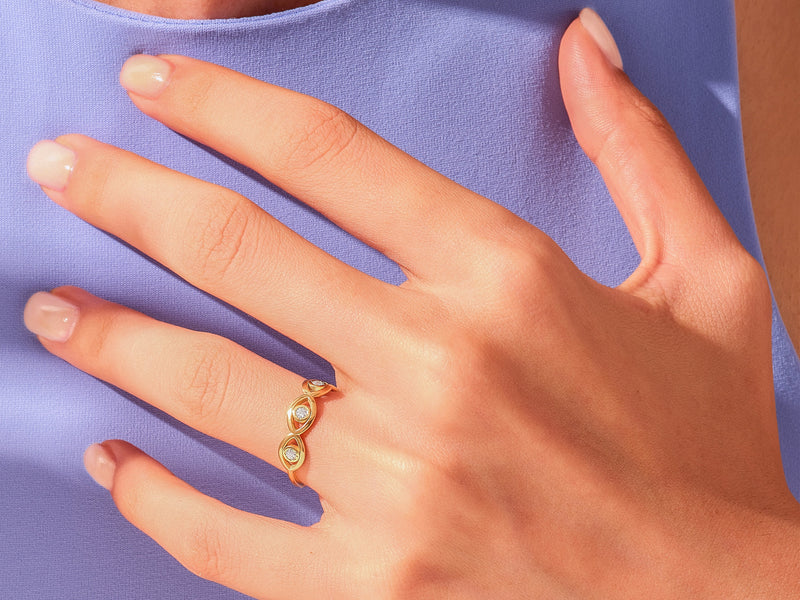 Half Eternity Evil Eye Ring