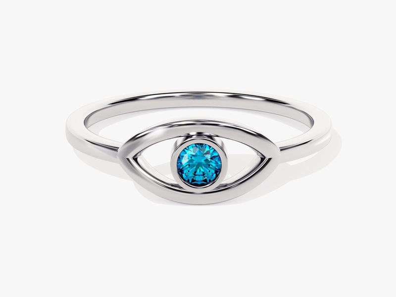 Bezel Evil Eye Birthstone Ring