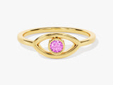 Bezel Evil Eye Birthstone Ring