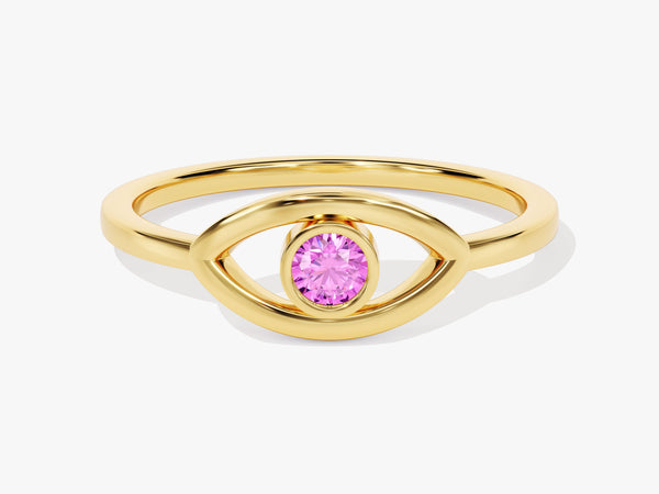 Bezel Evil Eye Birthstone Ring