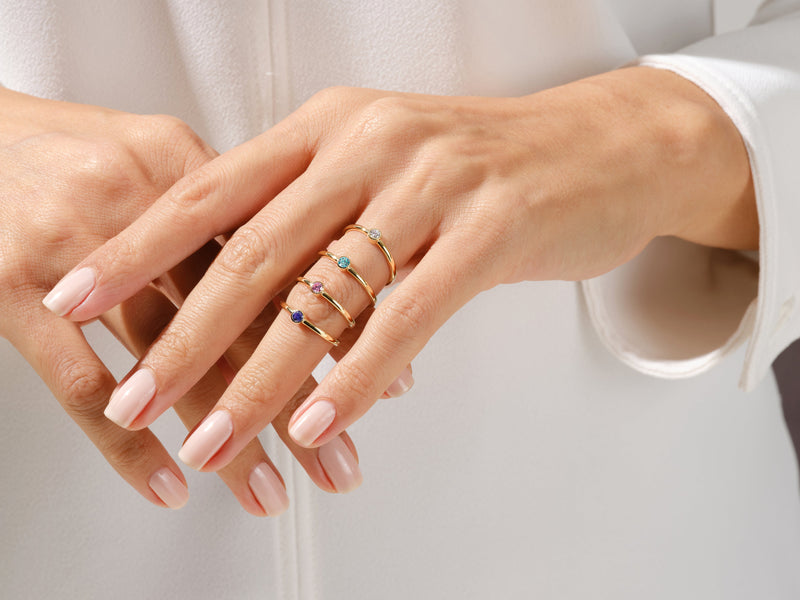 Bezel Set Round Birthstone Ring