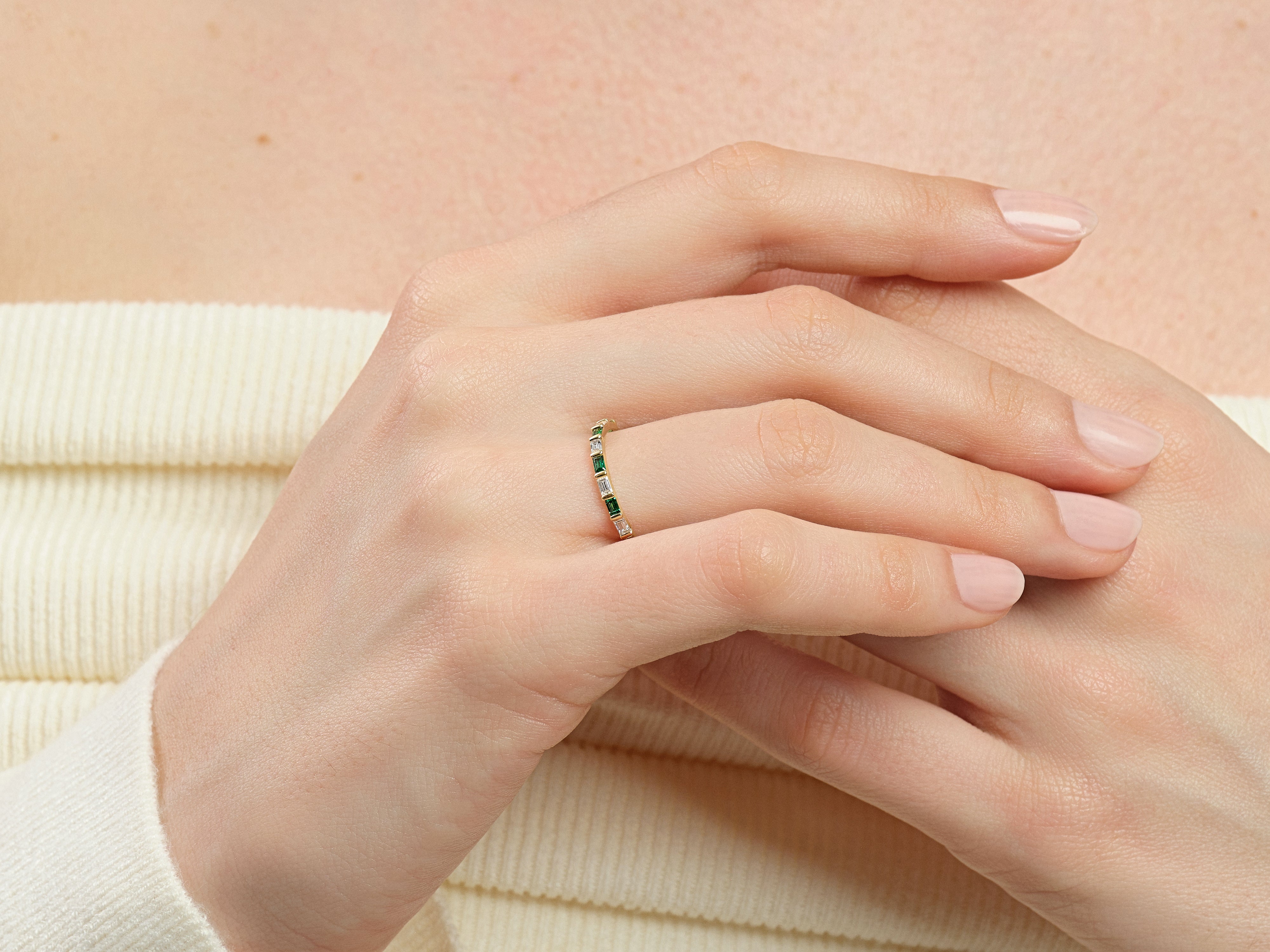 Bar Set Horizontal Baguette Birthstone Ring