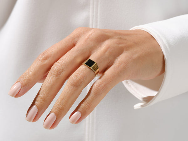 Square Black Signet Ring