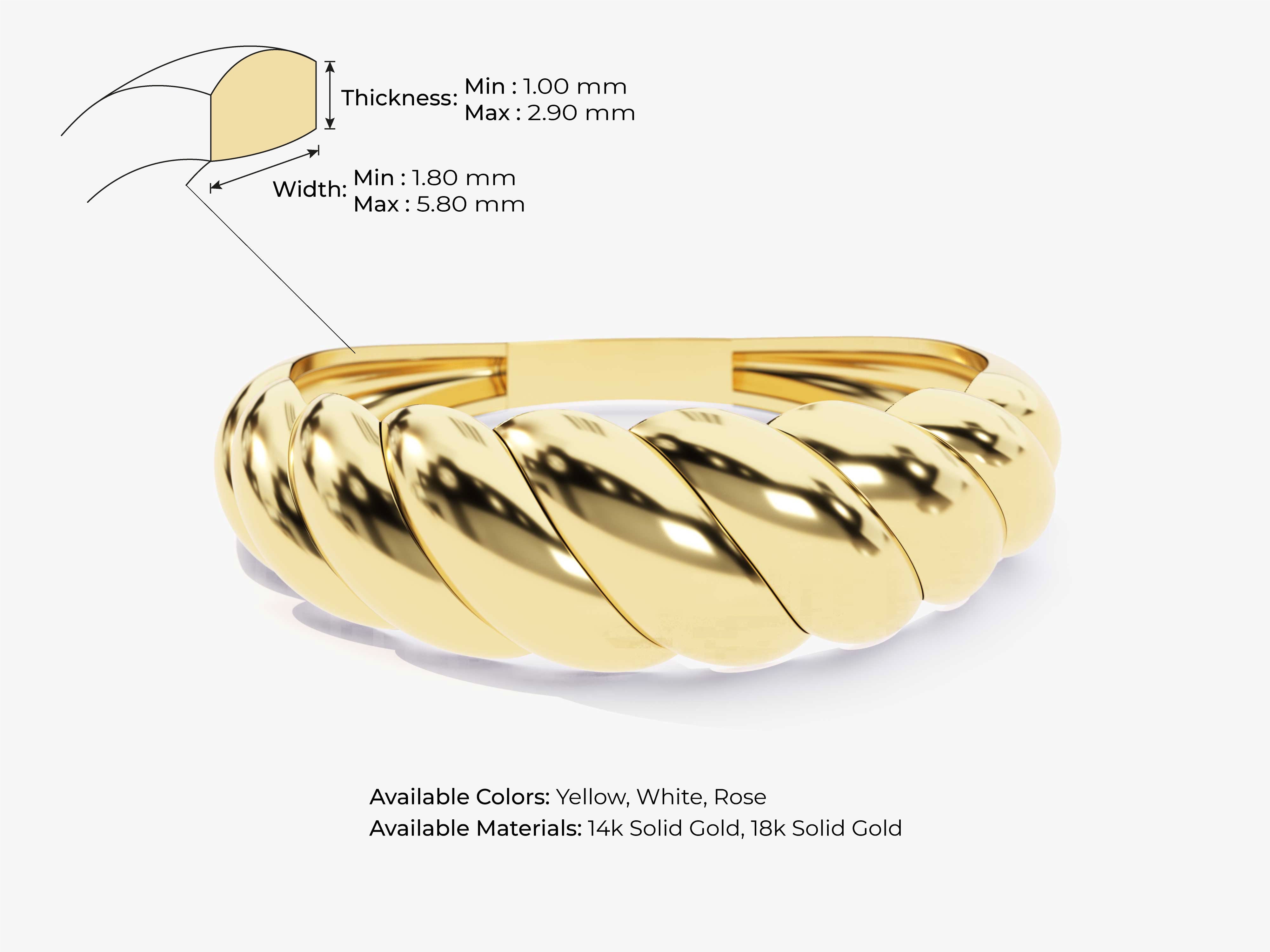 Gold twisted ring jewelry, available in yellow, white, rose gold