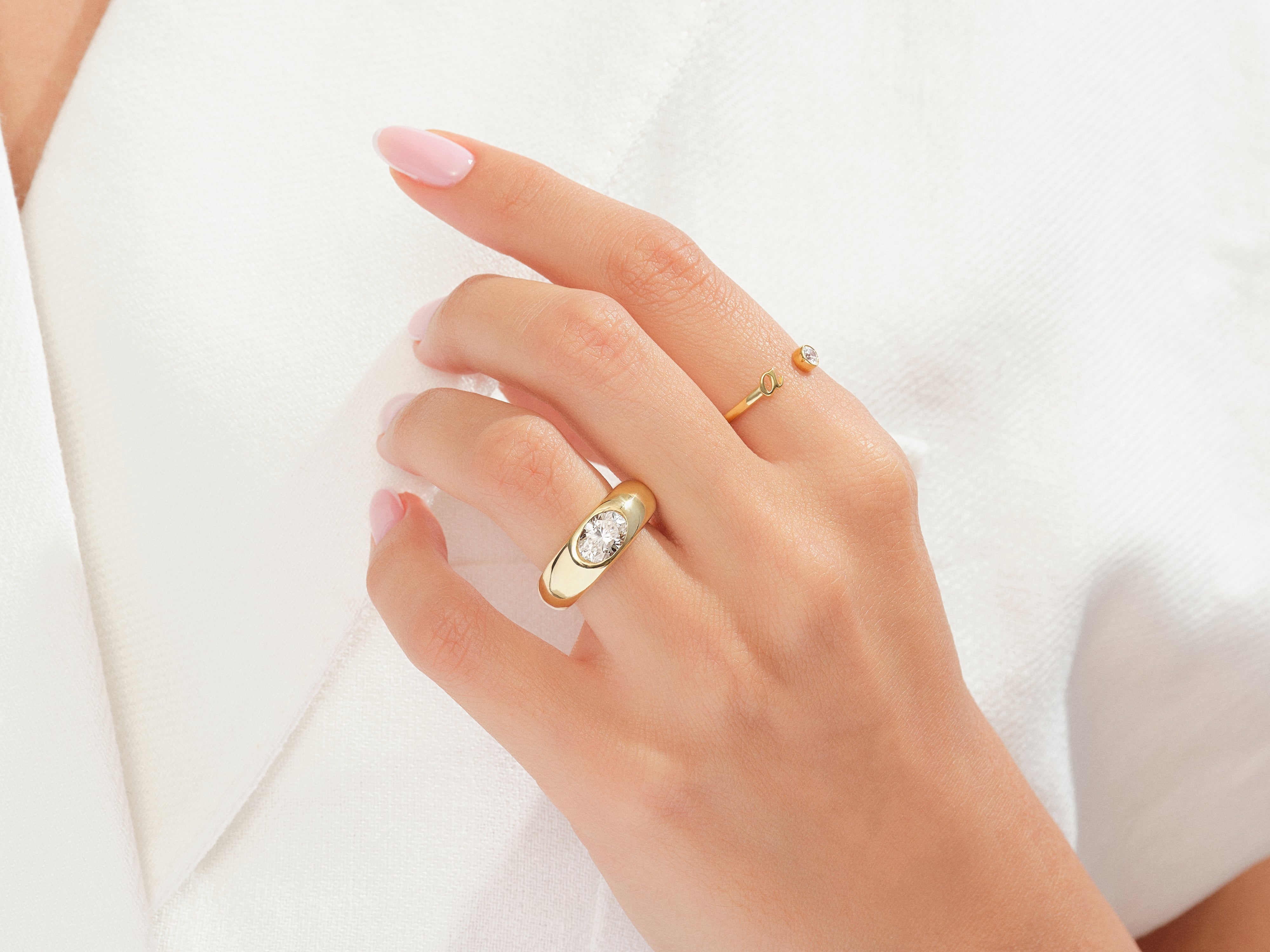 Bold Dome Oval Cut Promise Ring