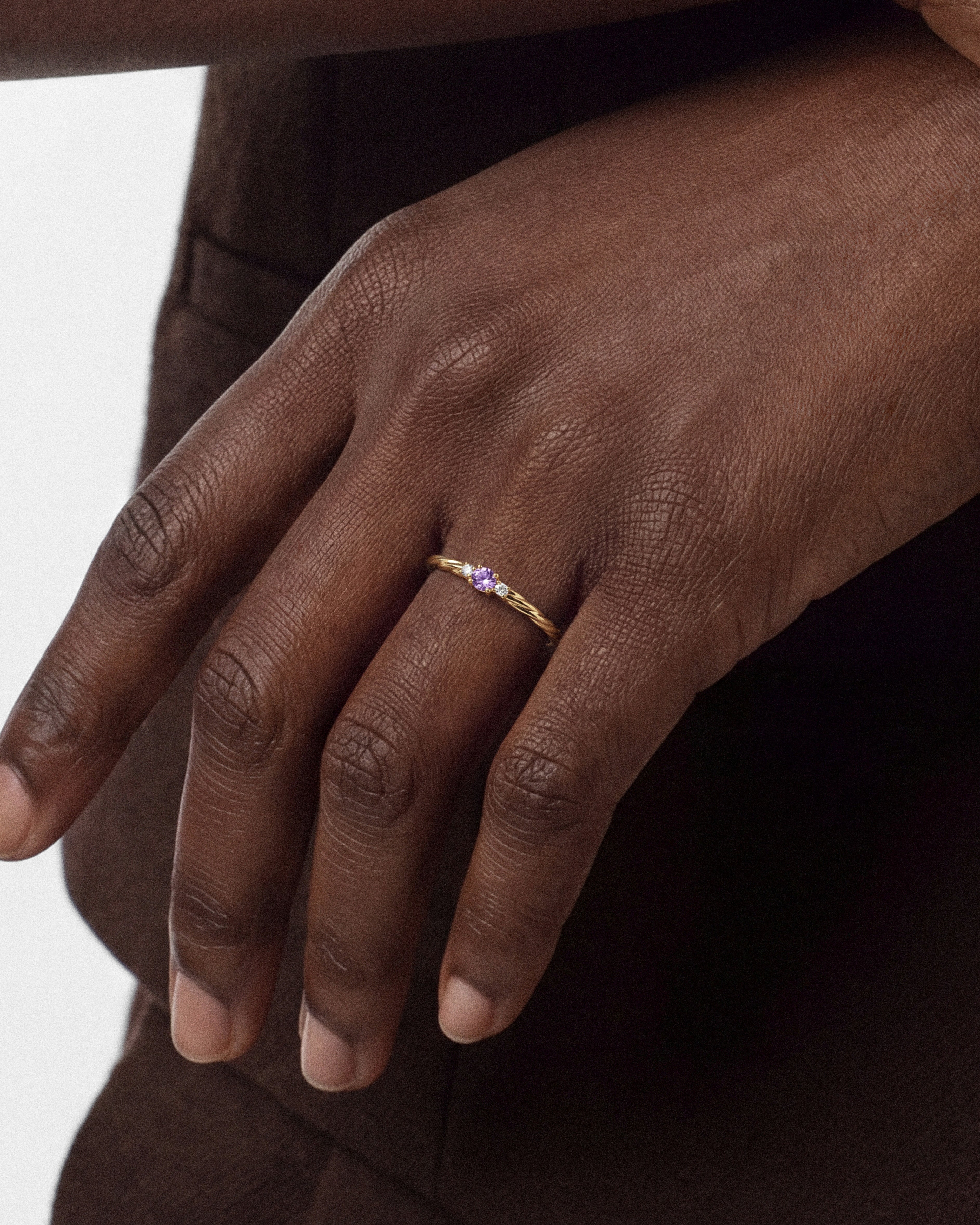 Twisted Three-Stone Birthstone Ring
