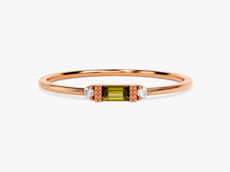 Baguette Cut Birthstone Ring