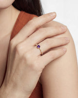 Round-Cut Side Stone Accent Birthstone Ring
