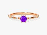 Round-Cut Side Stone Accent Birthstone Ring