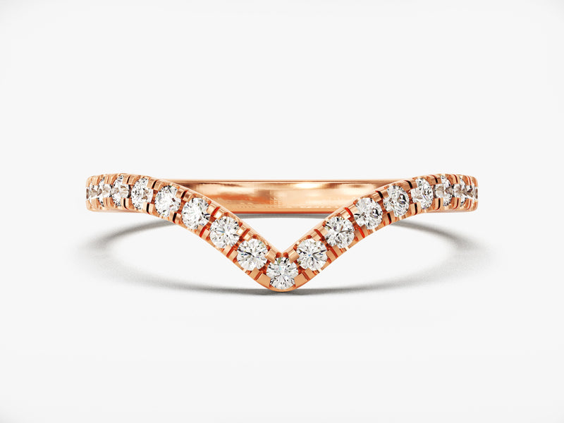 Rose gold diamond chevron ring jewelry