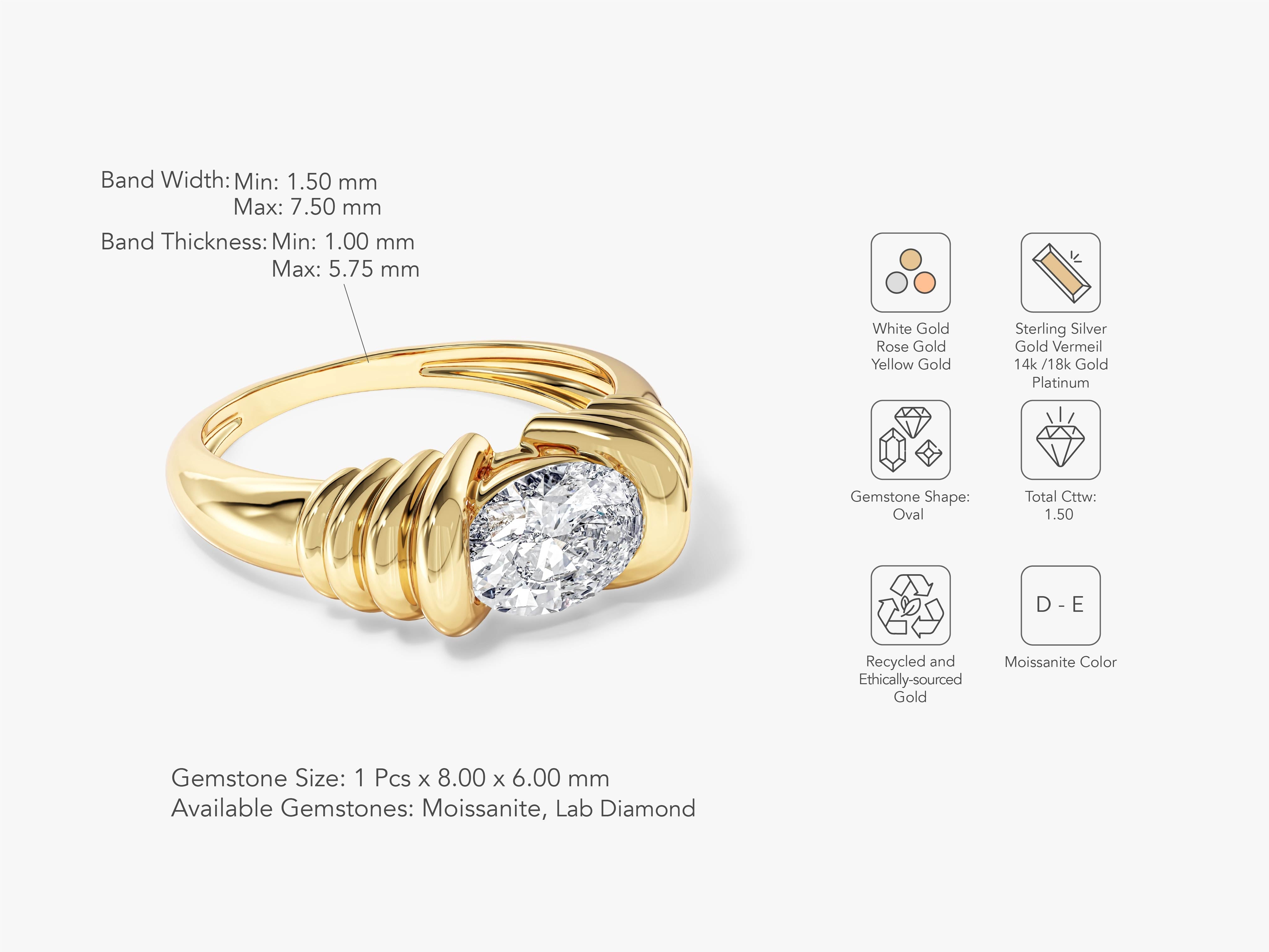 Bold Croissant Heart Cut Promise Ring