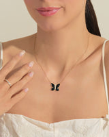 Black Enamel Butterfly Necklace