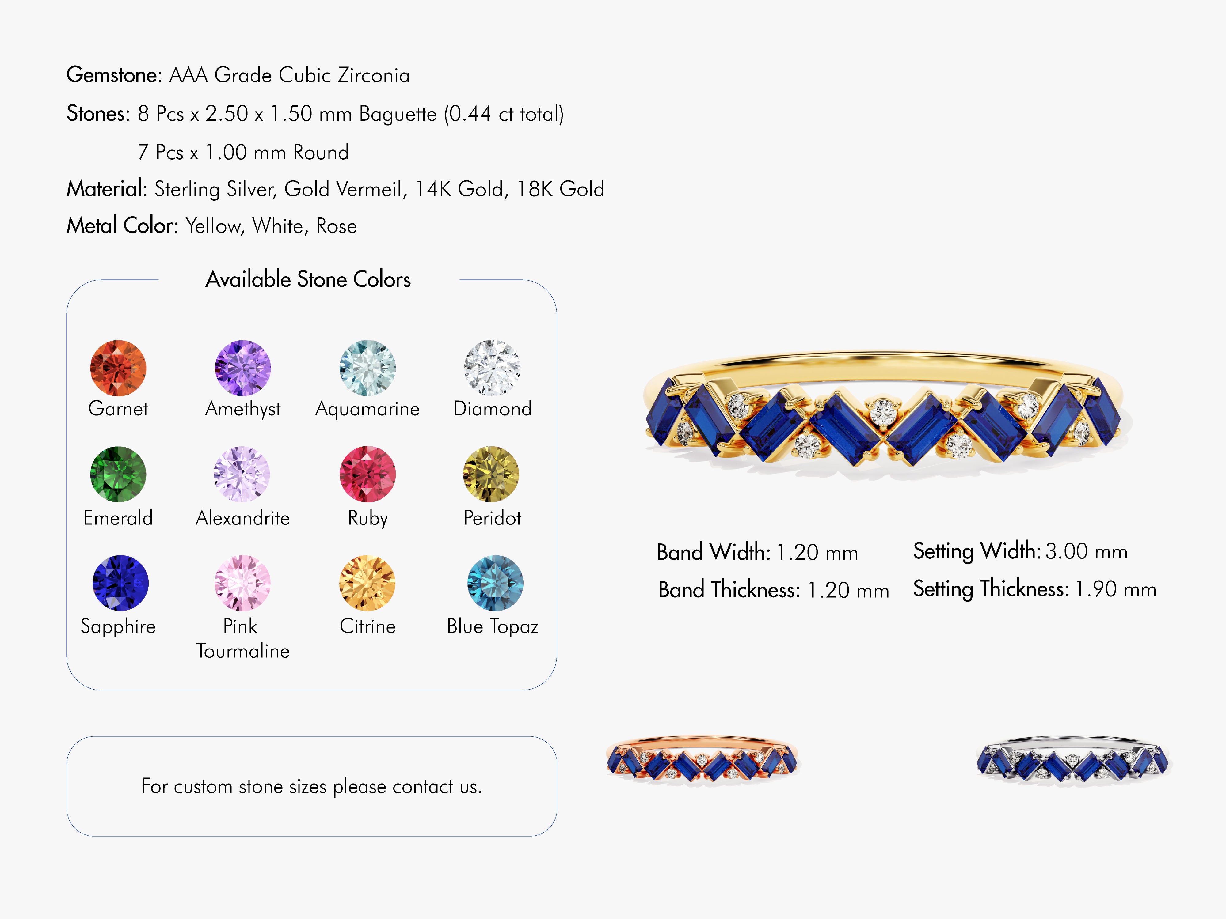 Baguette and Round Cut Birthstone Ring