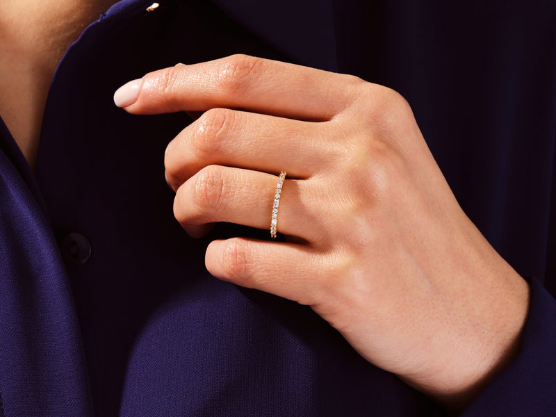 Baguette and Double Round Moissanite Wedding Band