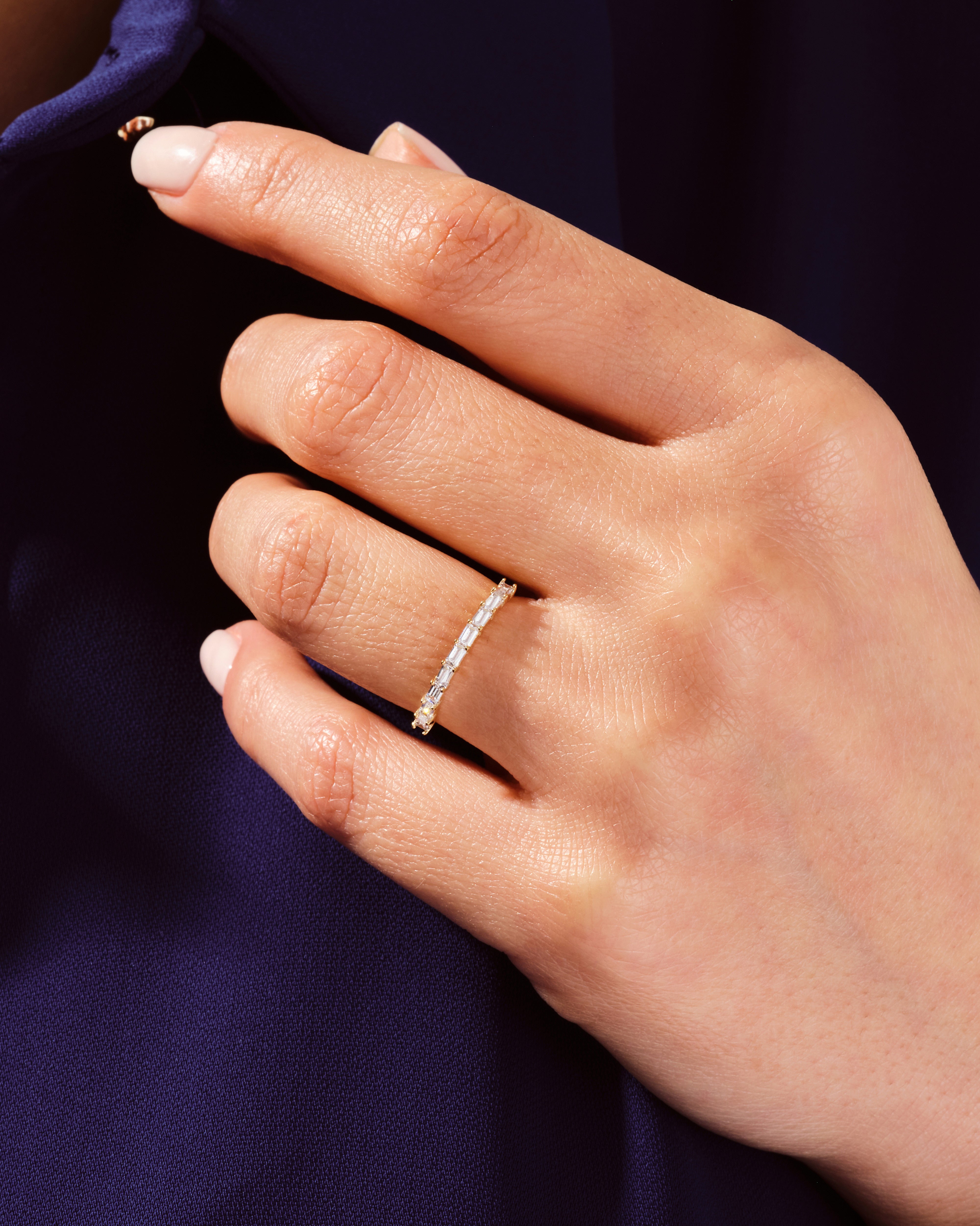 Horizontal Baguette Wedding Band