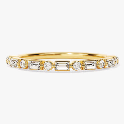 Alternating Round and Baguette Wedding Band