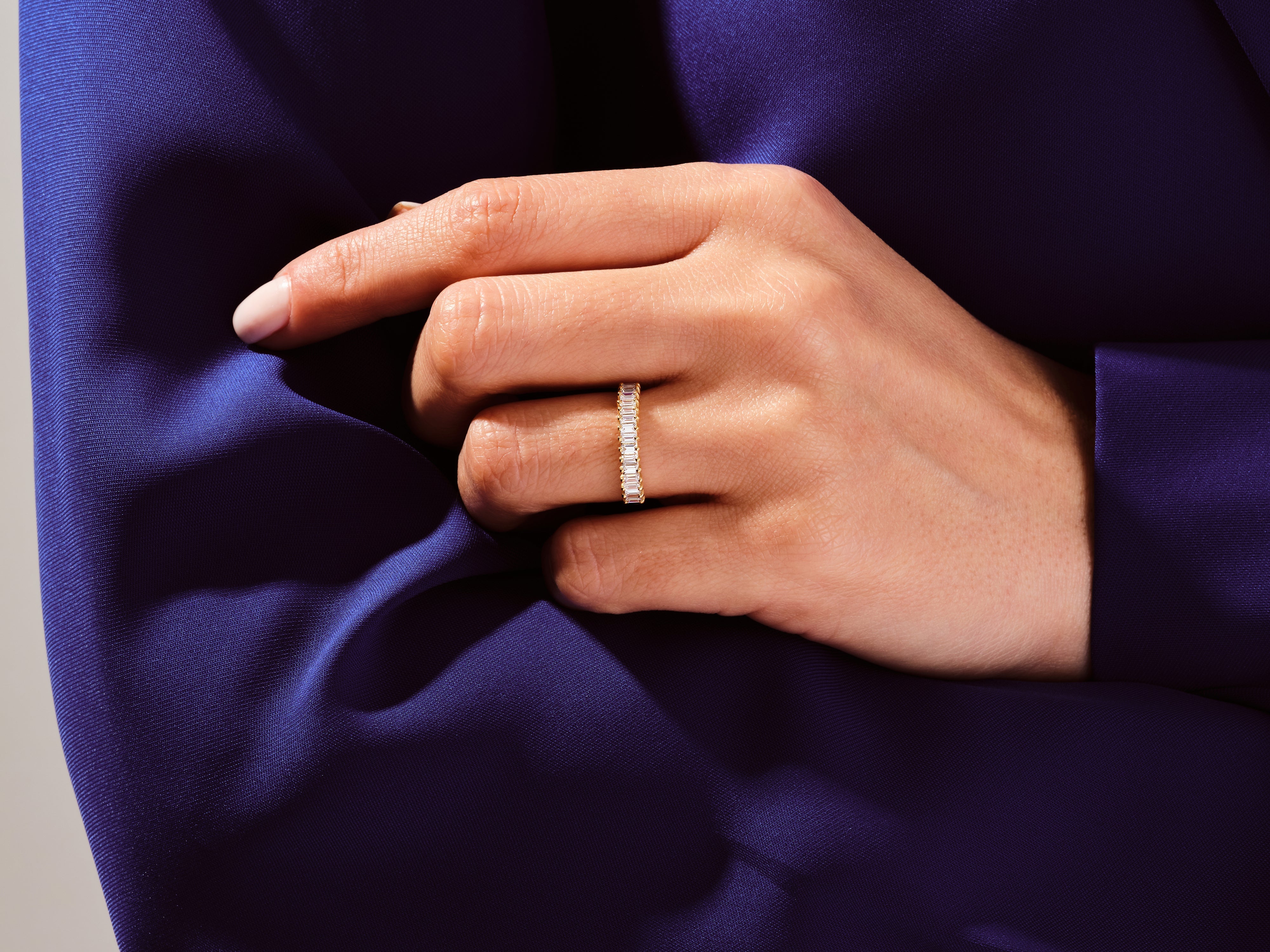 Baguette Cut Half Eternity Moissanite Wedding Band