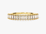 Gold band ring with baguette diamonds, fine jewelry