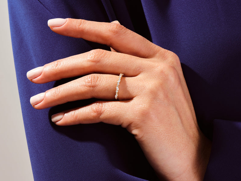 Marquise and Double Round Half Eternity Diamond Wedding Band