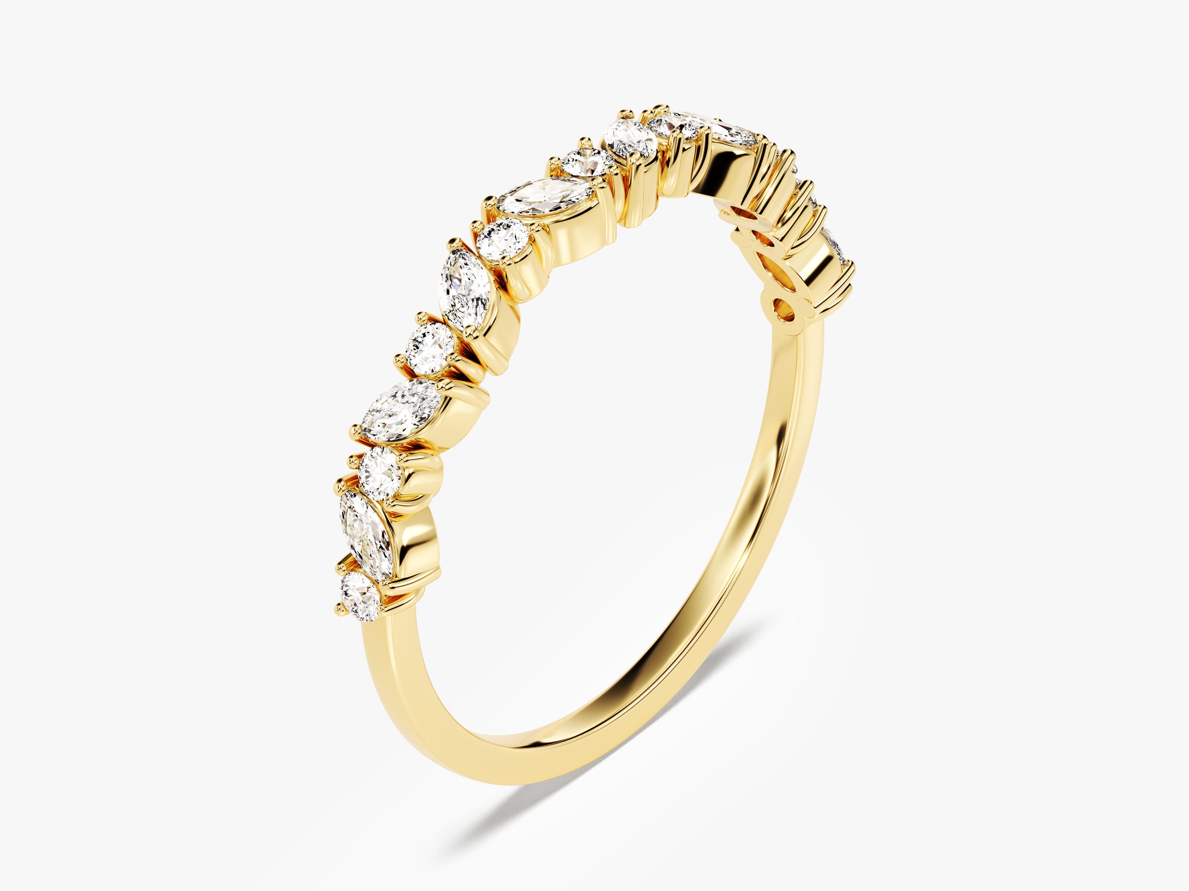 Gold diamond eternity ring with marquise and round stones