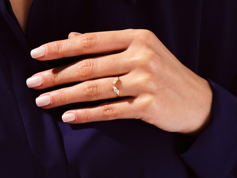 Open Marquise Cluster Diamond Wedding Band