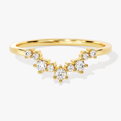Curved Cluster Diamond Wedding Band