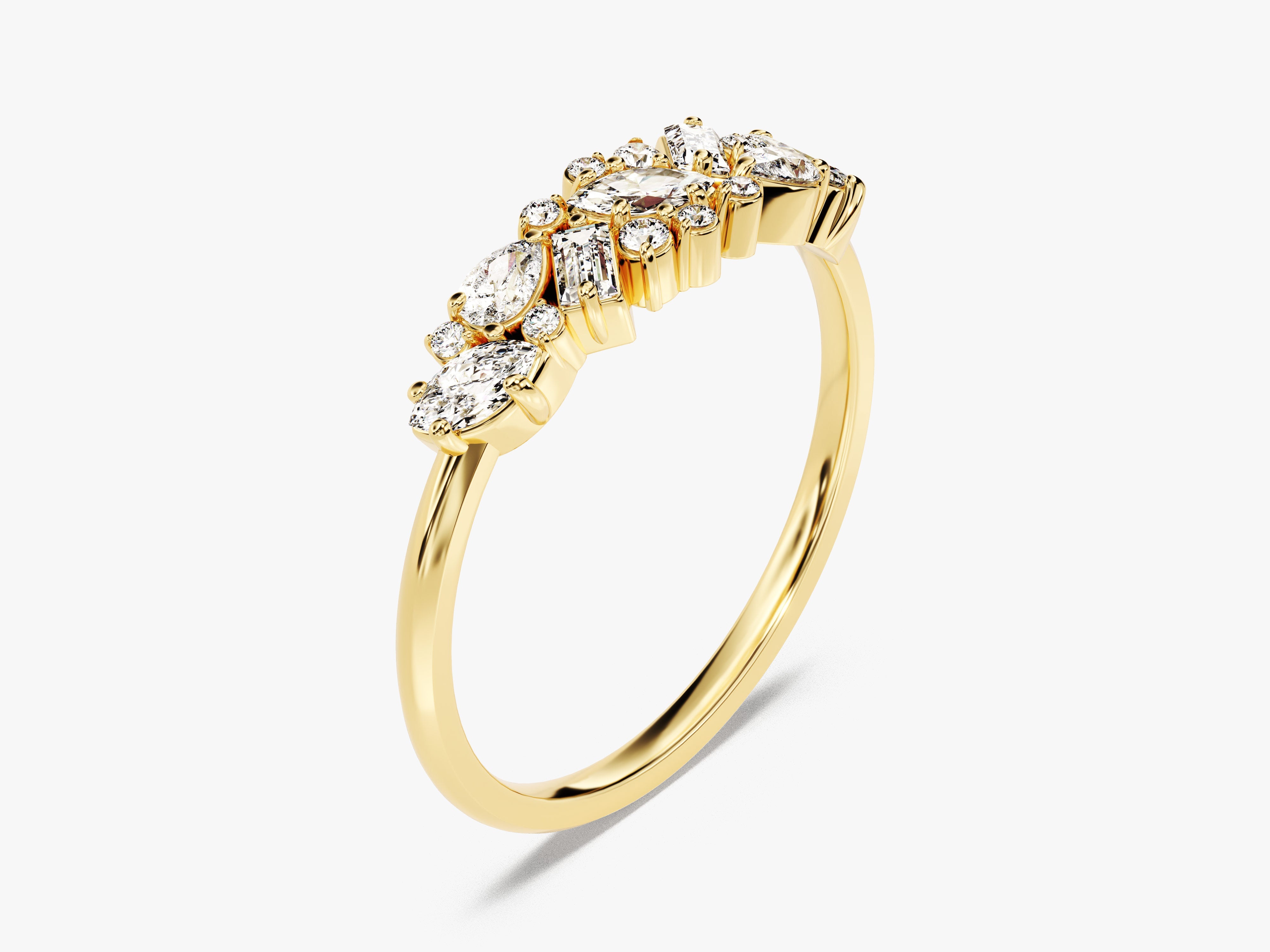 Gold ring with mixed-cut diamonds, fine jewelry, elegant design