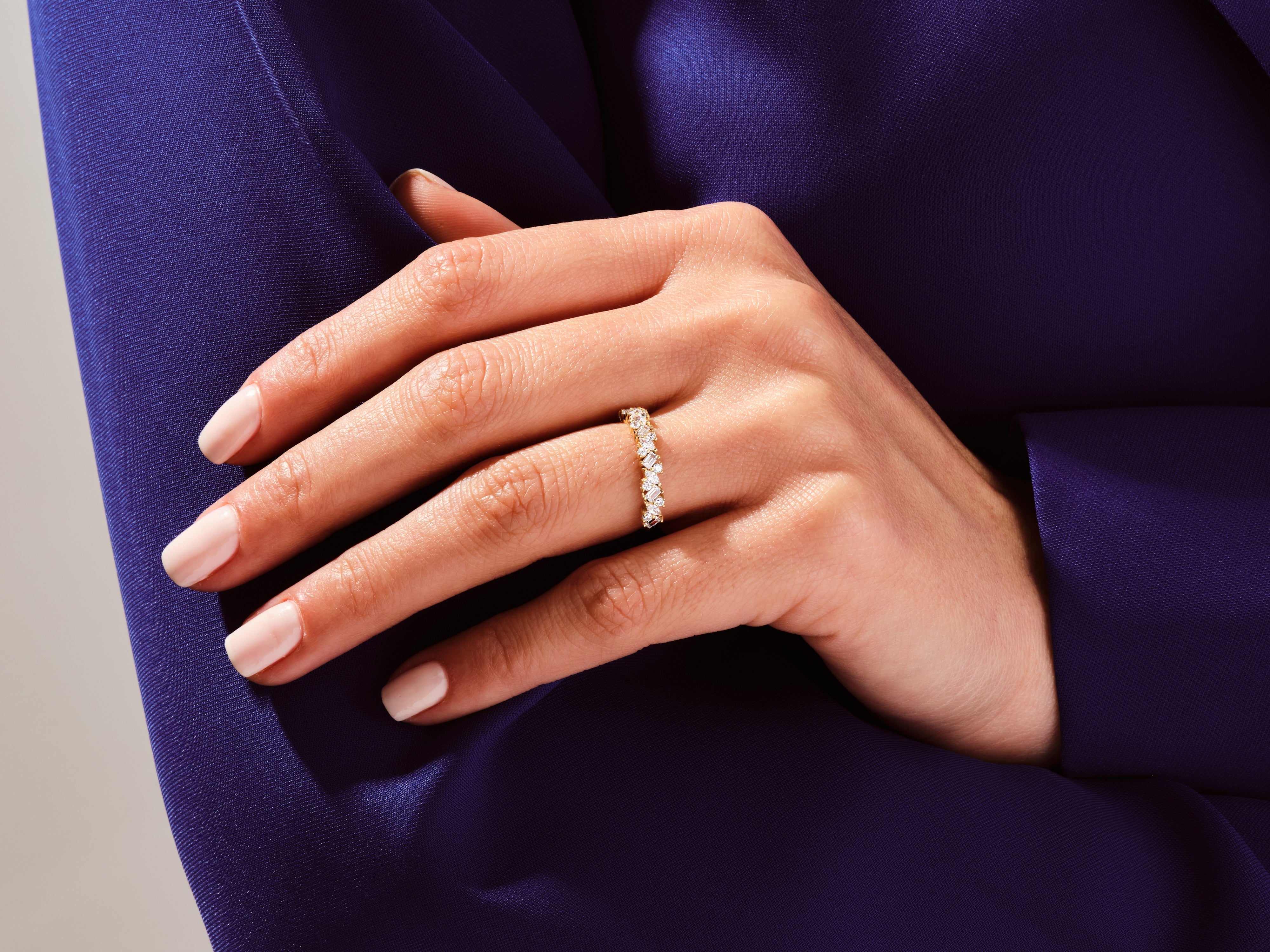 Multi-Cut Cluster Moissanite Wedding Band