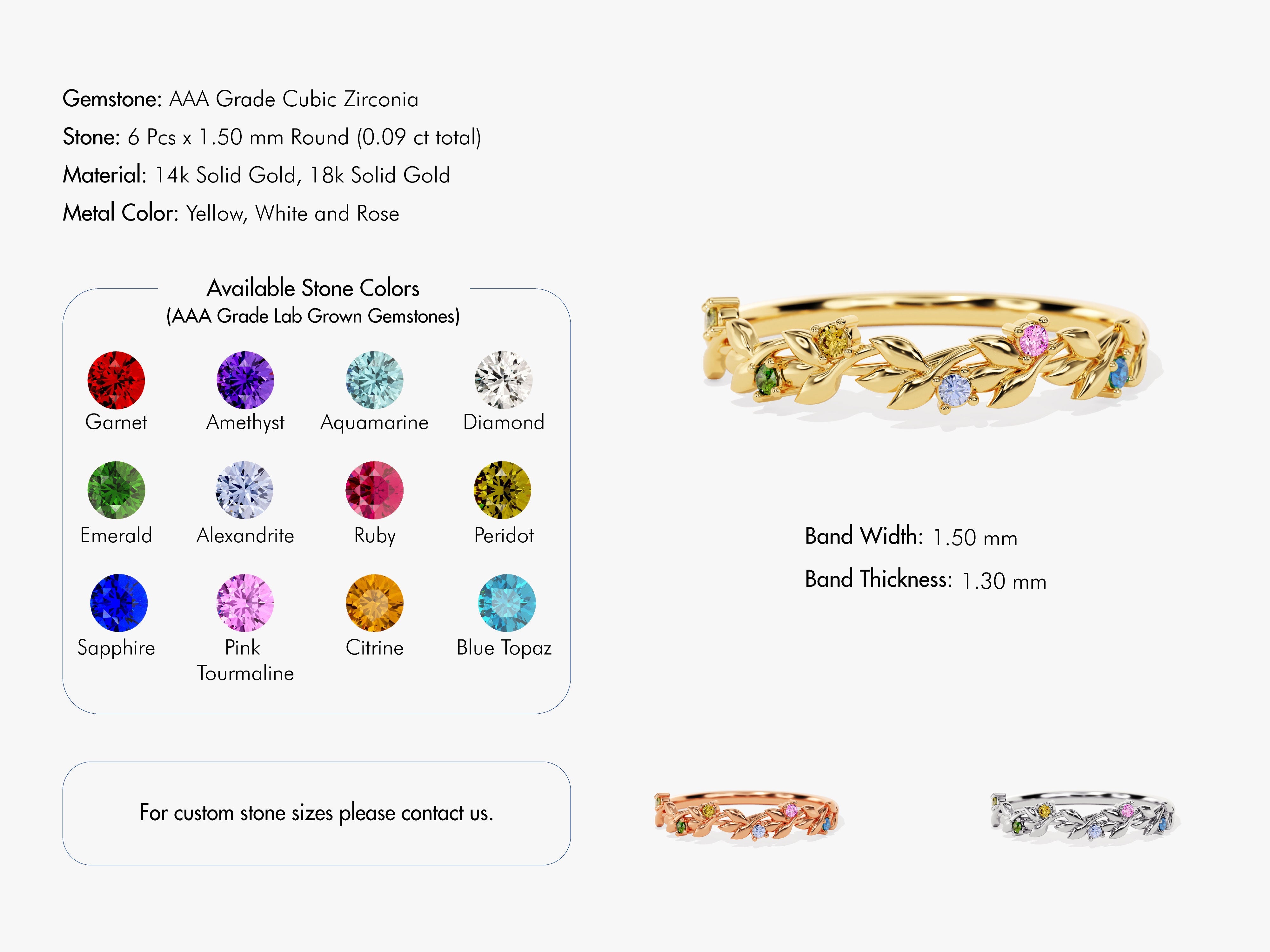 Floral Multi Birthstone Ring